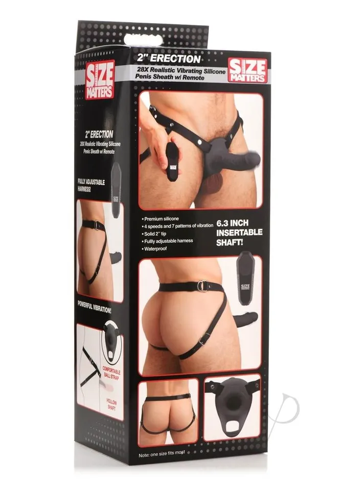 Size Matters 2 Erection 28X Realistic Vibrating Rechargeable Silicone Penis Sheath with Remote Control Black Size Matters Female Sex Toys Size Matters 2 Erection 28X Realistic Vibrating Rechargeable Silicone Penis Sheath with Remote Control Black Size Matters Female Sex Toys