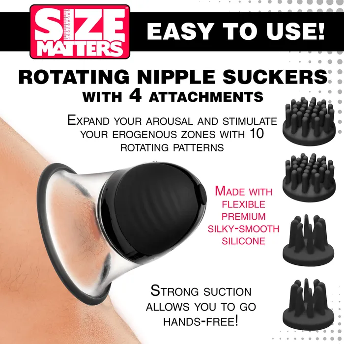 Size Matters Female Sex Toys 10X Rotating Nipple Suckers with 4 Attachments