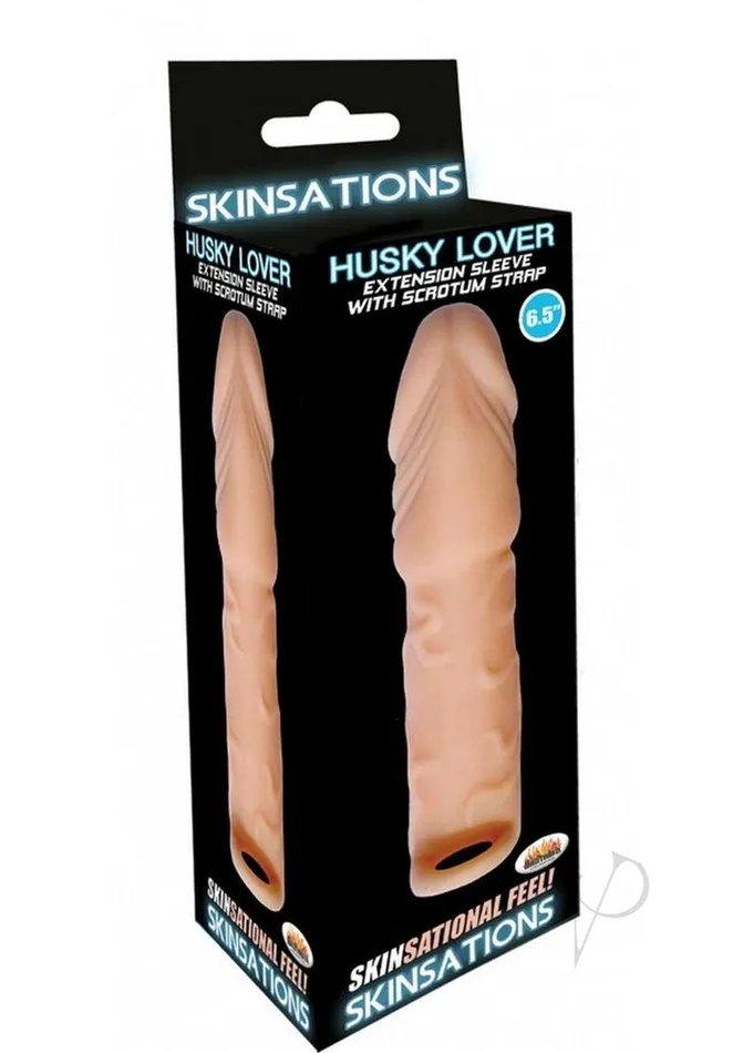 Skinsations Skinsations Husky Lover Extension Sleeve with Scrotum Strap 65in Vanilla Male Sex Toys Skinsations Skinsations Husky Lover Extension Sleeve with Scrotum Strap 65in Vanilla Male Sex Toys