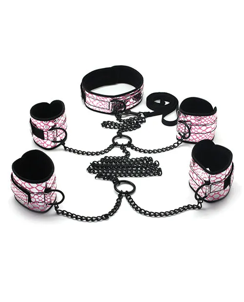 Spartacus Faux Leather Collar to Wrist Ankle Restraints Bondage Kit wLeash Pink Spartacus Couples Spartacus Faux Leather Collar to Wrist Ankle Restraints Bondage Kit wLeash Pink Spartacus Couples