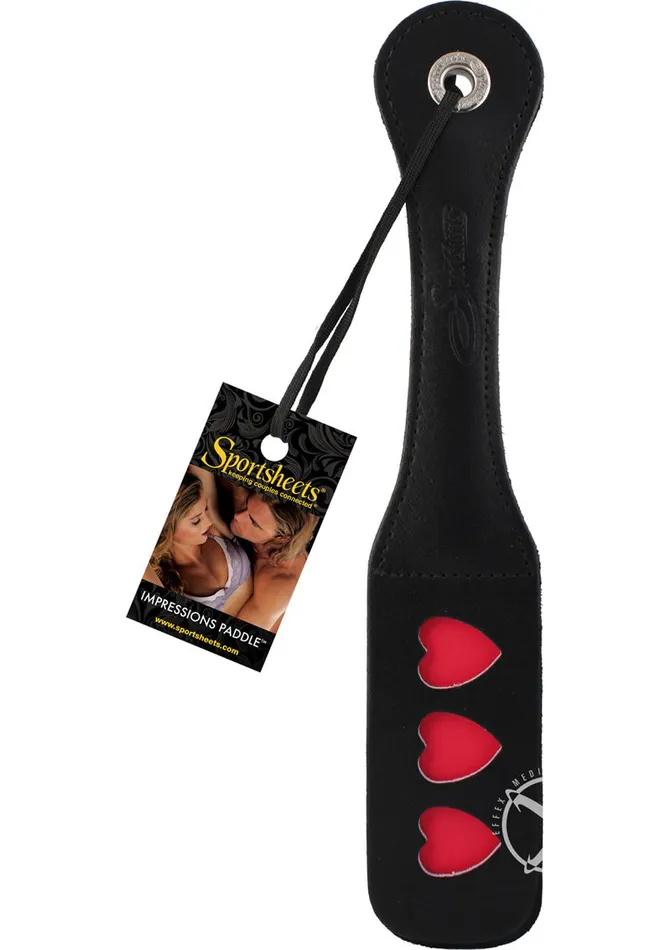 Sportsheets Anal Sportsheets Leather Heart Impression Paddle 12in Black