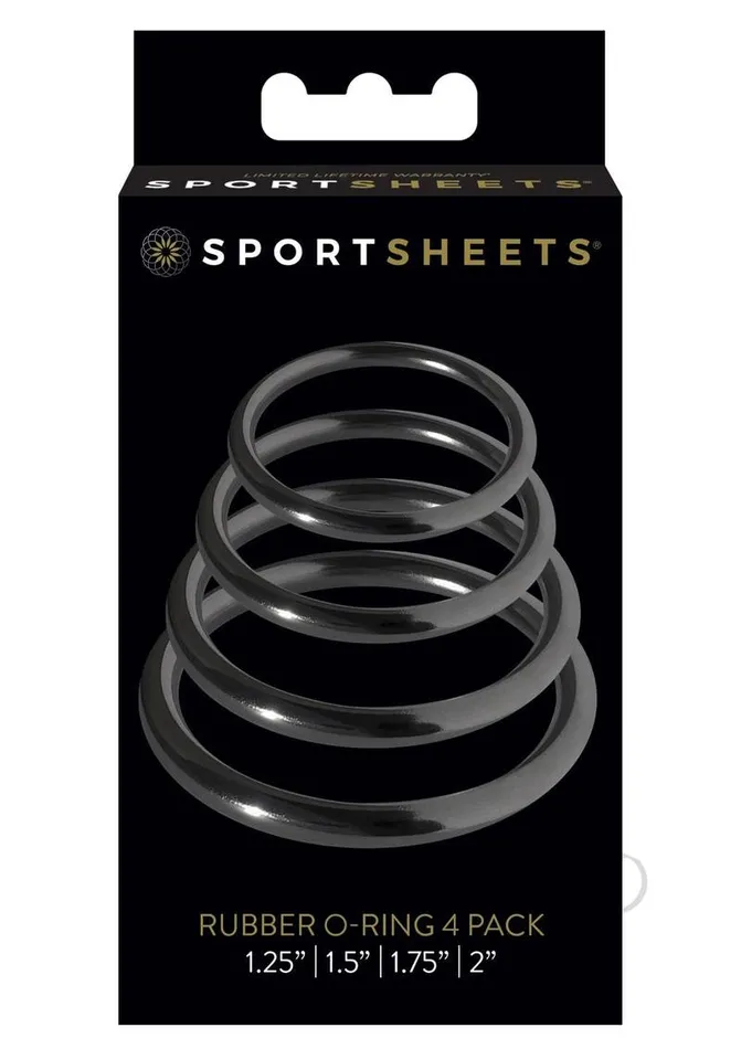 Sportsheets Male Sex Toys Sportsheets Rubber O Ring Cock Ring 4 Pack Black