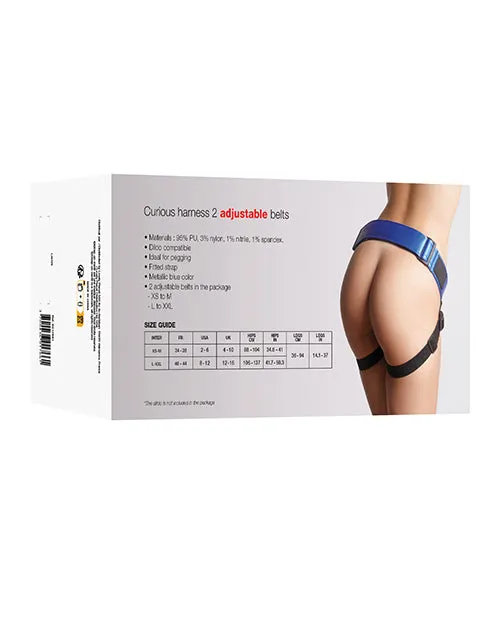 Strap On Me Female Sex Toys Strap on Me Leatherette Curious Harness Metallic Blue