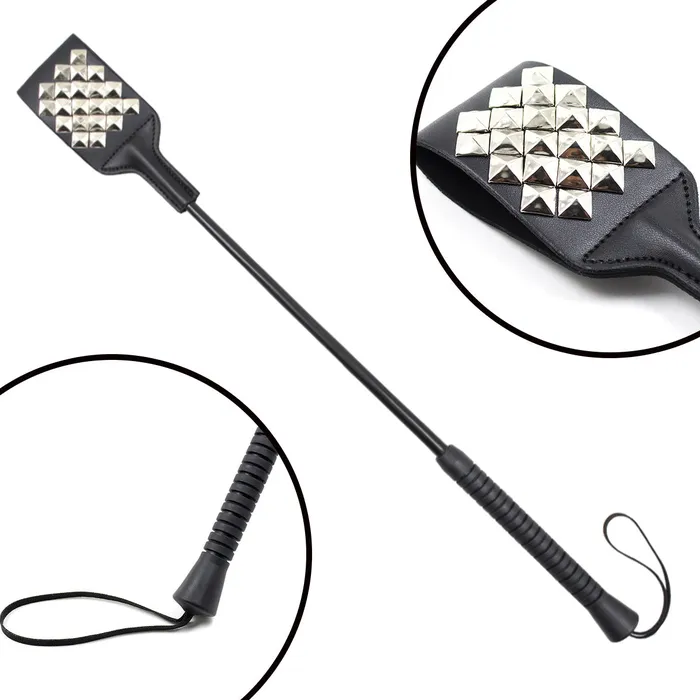 Strict 53cm Long Leather Riding Crop with Spikes Wild Night Fantasies Male Sex Toys Strict 53cm Long Leather Riding Crop with Spikes Wild Night Fantasies Male Sex Toys