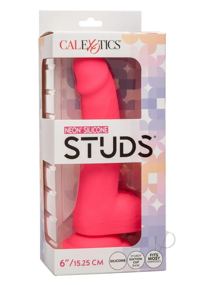 Studs Dildos Neon Silicone Studs Dildo 6in Pink