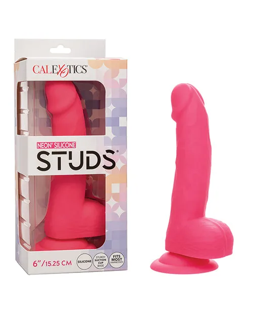 Studs Dildos Neon Silicone Studs Dildo 6in Pink