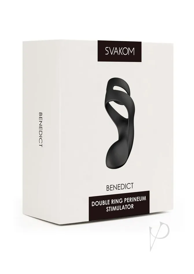 Svakom Benedict Silicone Rechargeable Double Ring Perinium Stimulator Cock Ring Black Svakom Male Sex Toys Svakom Benedict Silicone Rechargeable Double Ring Perinium Stimulator Cock Ring Black Svakom Male Sex Toys