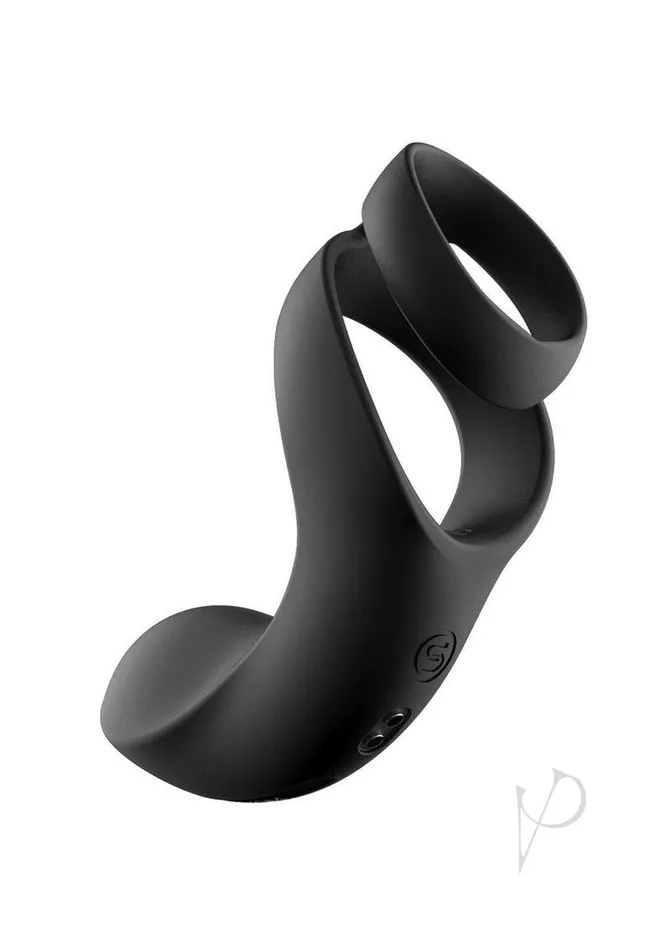 Svakom Benedict Silicone Rechargeable Double Ring Perinium Stimulator Cock Ring Black Svakom Male Sex Toys