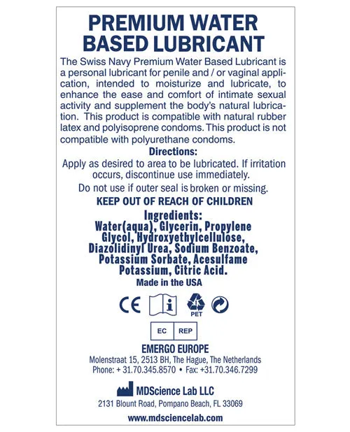 Swiss Navy Water Based Lubricant 16oz473ml Swiss Navy Lubricants Swiss Navy Water Based Lubricant 16oz473ml Swiss Navy Lubricants