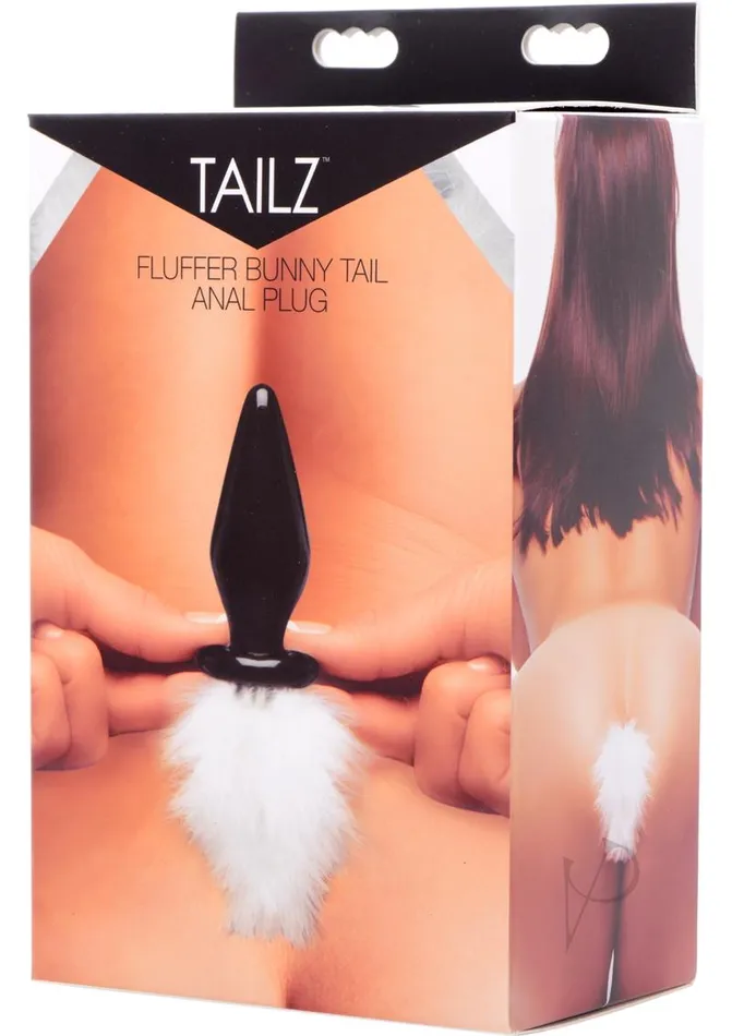 Tailz Fluffer Bunny Tail Glass Anal Plug White Tailz Anal