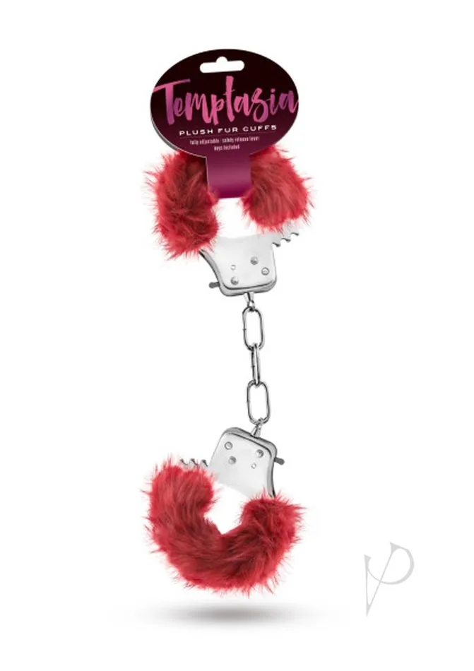 Temptasia Couples Temptasia Plush Fur Cuffs Burgundy