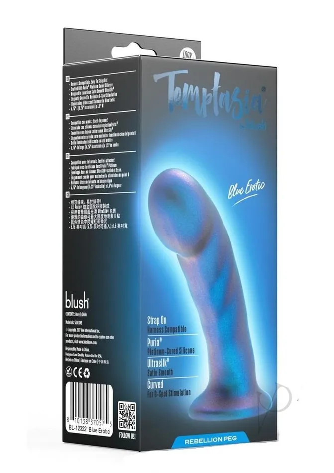 Temptasia Temptasia Rebellion Peg Silicone Dildo Blue Erotic Dildos