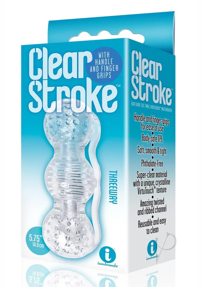 The 9s Male Sex Toys The 9s Clear Stroke Threeway Masturbator 575in Clear