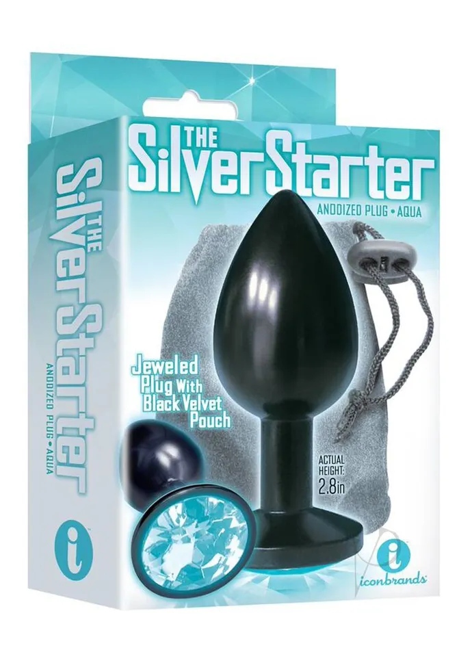 The 9s The Silver Starter Bejeweled Annodized Stainless Steel Plug Aqua The 9s Anal The 9s The Silver Starter Bejeweled Annodized Stainless Steel Plug Aqua The 9s Anal