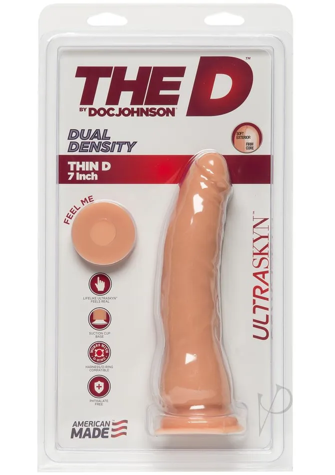 The D Dildos The D Thin D Ultraskyn Dildo 7in Vanilla