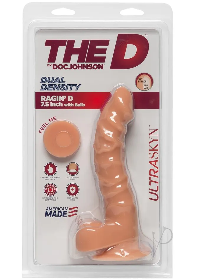 The D Ragin D Ultraskyn Dildo With Balls 75in Vanilla THE D Dildos