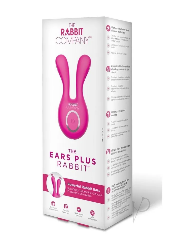 The Rabbit Company Vibrators The Rabbit Company The Ears Plus Rabbit Rechargeable Silicone Stimulator Hot Pink