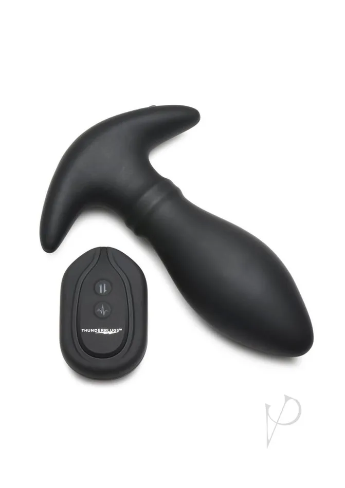 Thunder Plugs Rim Slide 7x Sliding Ring Silicone Rechargeable Butt Plug with Remote Control Black Thunder Plugs Male Sex Toys