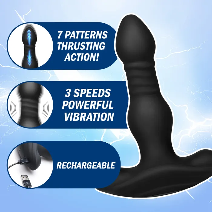 Thunderplugs Male Sex Toys Vibrating and Thrusting Remote Control Silicone Anal Plug