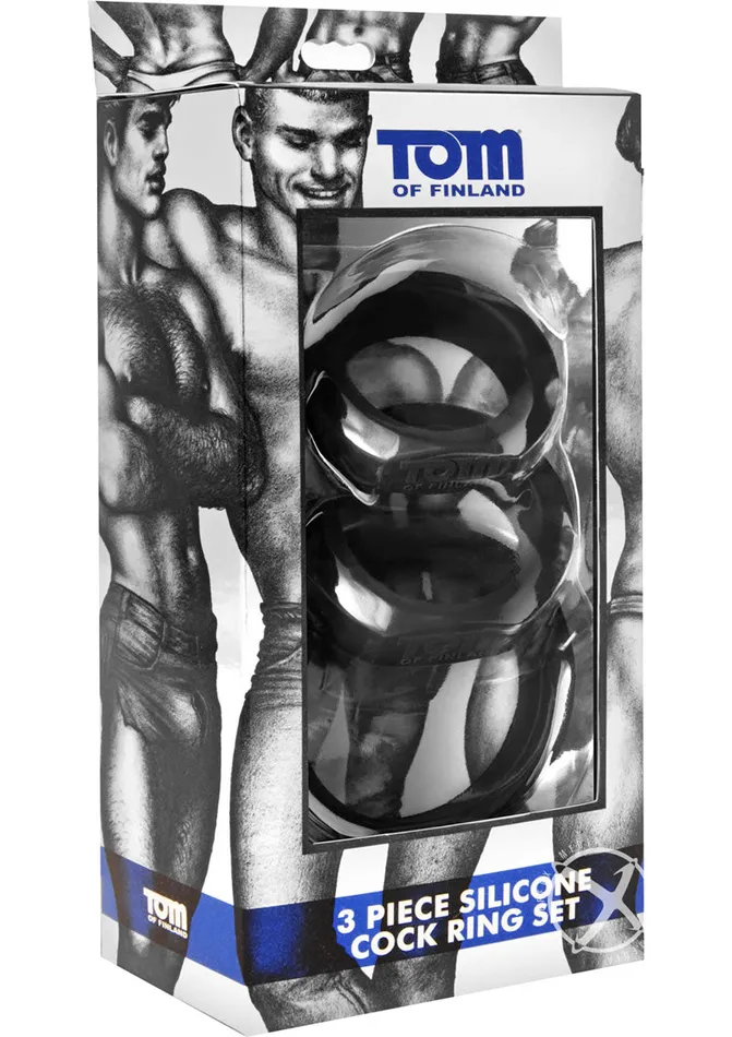 Tom Of Finland 3 Piece Silicone Cock Ring Set Black Tom Of Finland Male Sex Toys Tom Of Finland 3 Piece Silicone Cock Ring Set Black Tom Of Finland Male Sex Toys