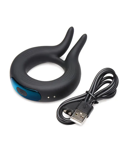 Trinity Men Male Sex Toys Trinity Men 10X Cock Viper Dual Stimulating Rechargeable Silicone Cock Ring Black