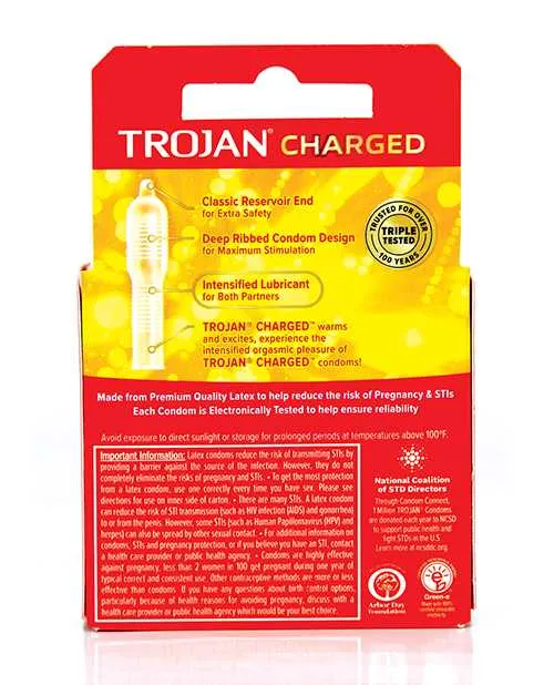 Trojan Vibrators Trojan Intensified Charged Orgasmic Pleasure Condoms 3pk