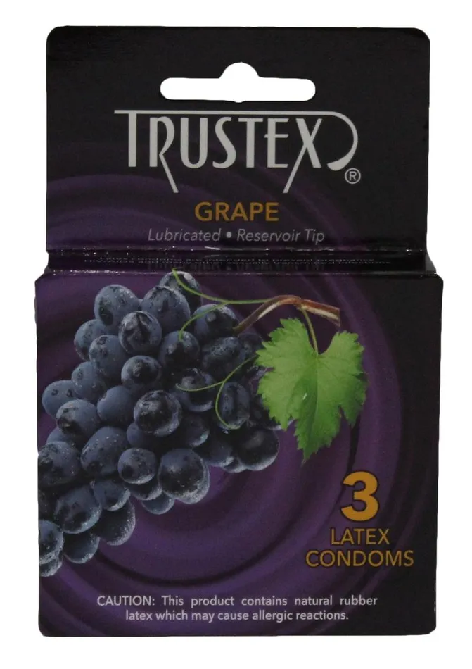 Trustex Trustex Lubricated Reservoir Tip Flavored Latex Condom Grape 3 Per Box Male Sex Toys