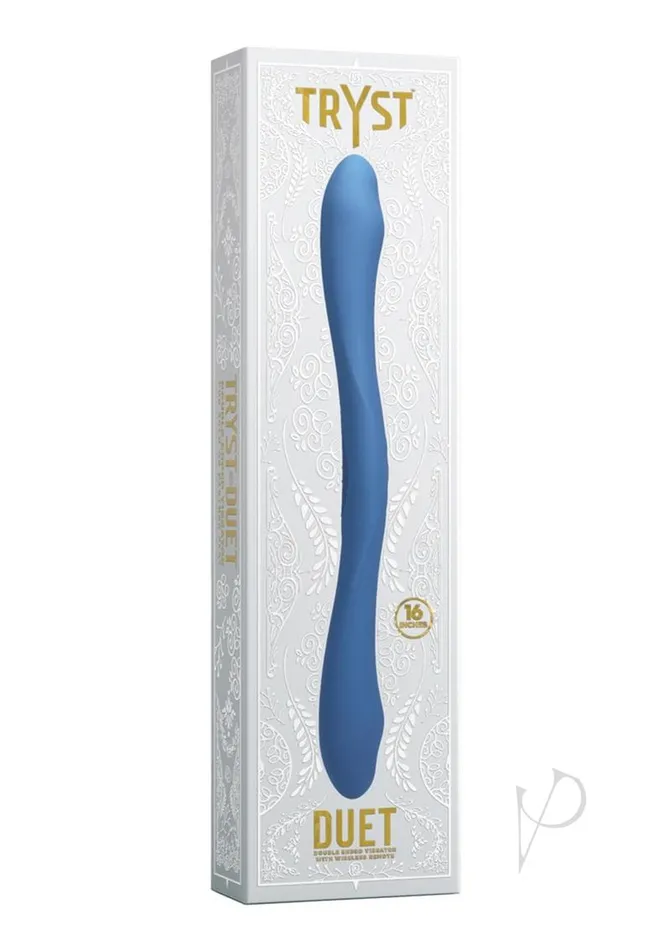 Tryst Duet Rechargeable Silicone Double End Vibrator with Remote Control Blue Tryst Female Sex Toys Tryst Duet Rechargeable Silicone Double End Vibrator with Remote Control Blue Tryst Female Sex Toys