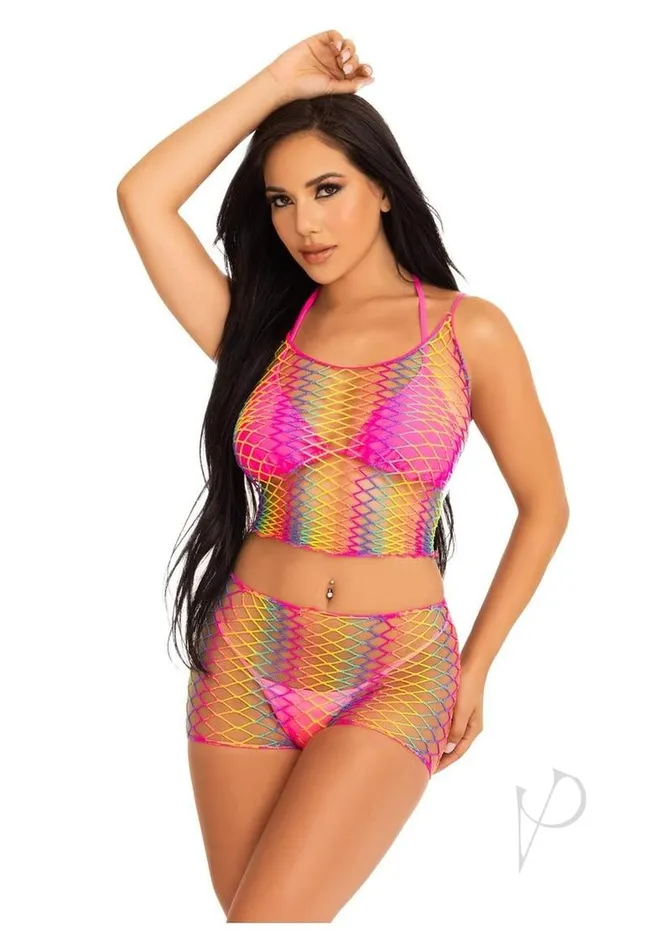 Twist Net Tank Top and Boy Shorts Ombre Rainbow 2 Piece OS Multicolor Leg Avenue Vibrators Twist Net Tank Top and Boy Shorts Ombre Rainbow 2 Piece OS Multicolor Leg Avenue Vibrators