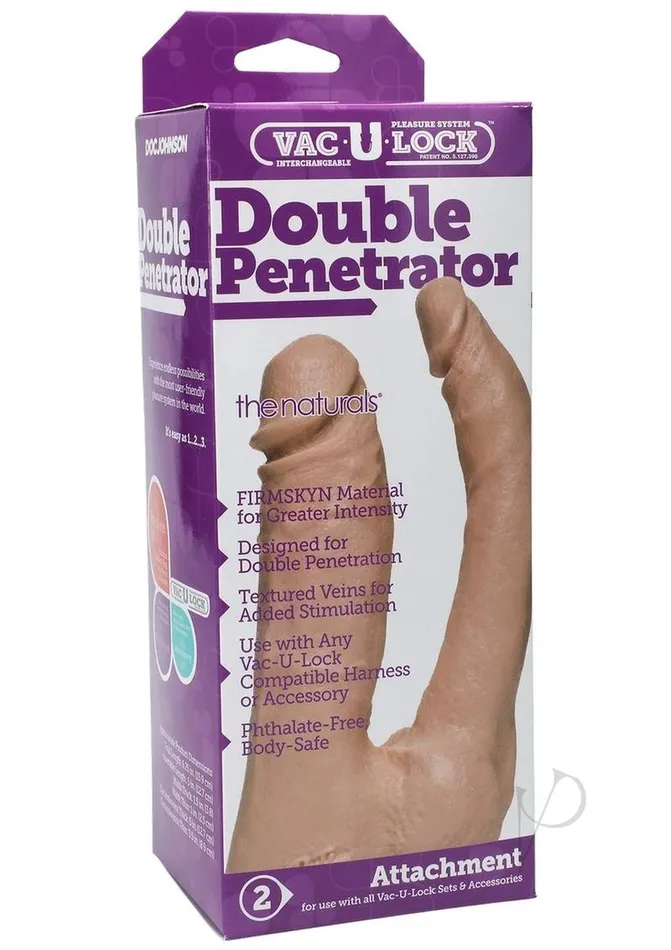 Vac U Lock Dildos VacULock The Naturals Double Penetrator Dildo 6in Vanilla