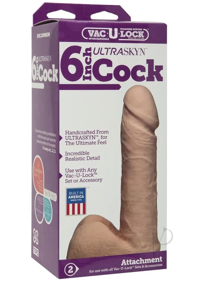 Vac U Lock Dildos VacULock Ultraskyn Dildo 6in Vanilla