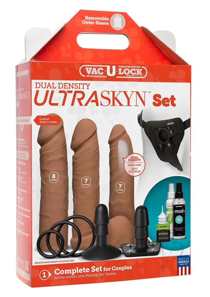 VacULock Dual Density Ultraskyn Set Caramel Vac U Lock Dildos