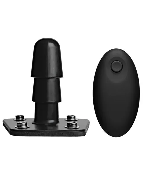 VacULock Vibrating Plug with Rechargeable Harness Accessory and Remote Control Black Vac U Lock Female Sex Toys