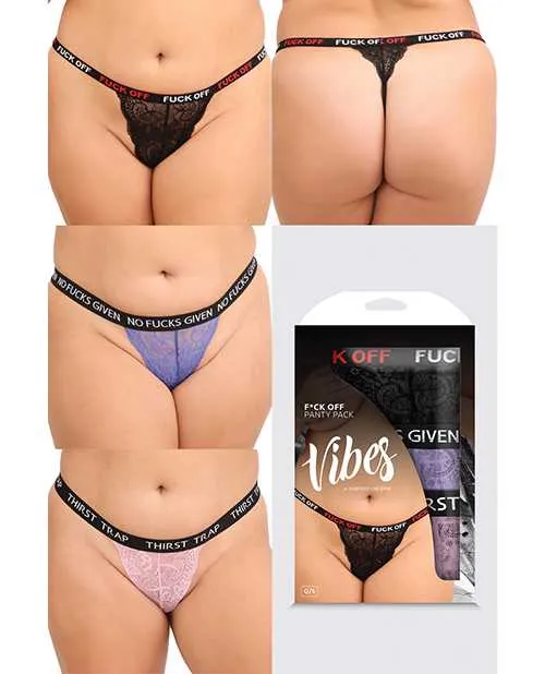 Vibes By Fantasy Lingerie Vibrators Vibes Fuck 3 Pack Thongs Assorted Colors QN Vibes By Fantasy Lingerie Vibrators Vibes Fuck 3 Pack Thongs Assorted Colors QN