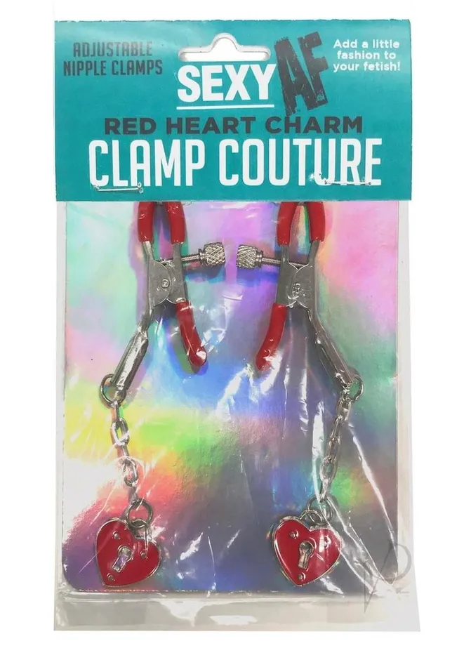 Vibrators Af Sexy AF Nipple Clamps Hearts Red