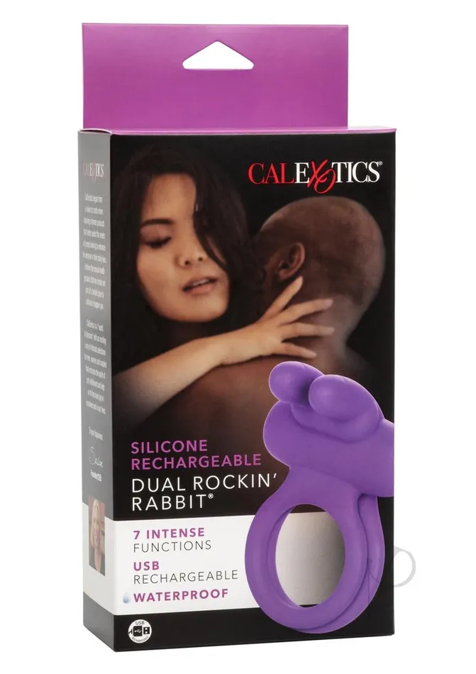 Vibrators Couples Enhancers Silicone Rechargeable Dual Rockin Rabbit Multi Speed Cockring Waterproof Purple Vibrators Couples Enhancers Silicone Rechargeable Dual Rockin Rabbit Multi Speed Cockring Waterproof Purple