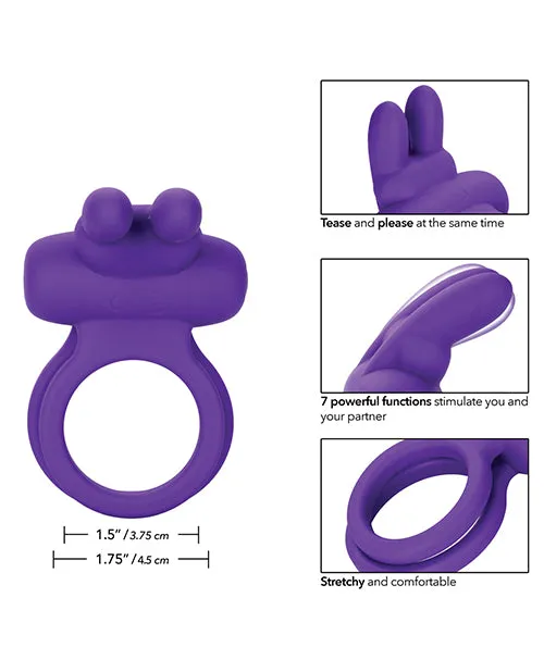 Vibrators Couples Enhancers Silicone Rechargeable Dual Rockin Rabbit Multi Speed Cockring Waterproof Purple