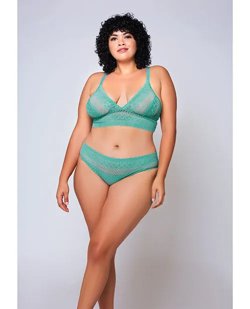 Vibrators Geometric Lace Bralette Hipster Teal 2X Icollection Lingerie