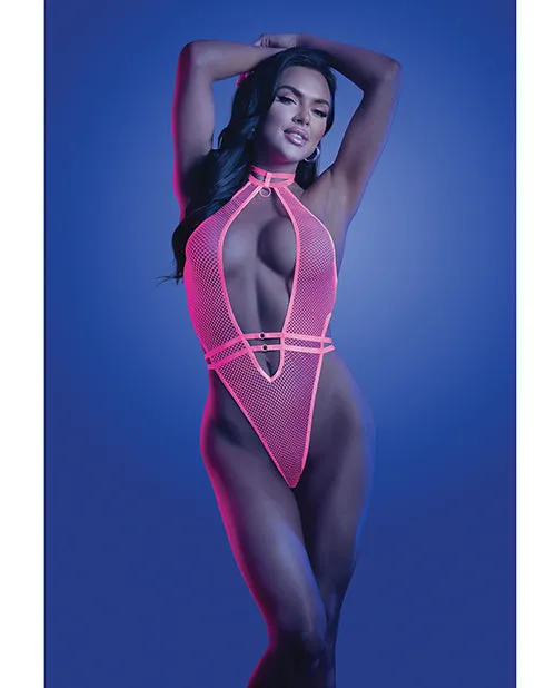 Vibrators Glow Knockout Fishnet Teddy wDetachable Thong Neon Pink SM Glow By Fantasy Lingerie Vibrators Glow Knockout Fishnet Teddy wDetachable Thong Neon Pink SM Glow By Fantasy Lingerie
