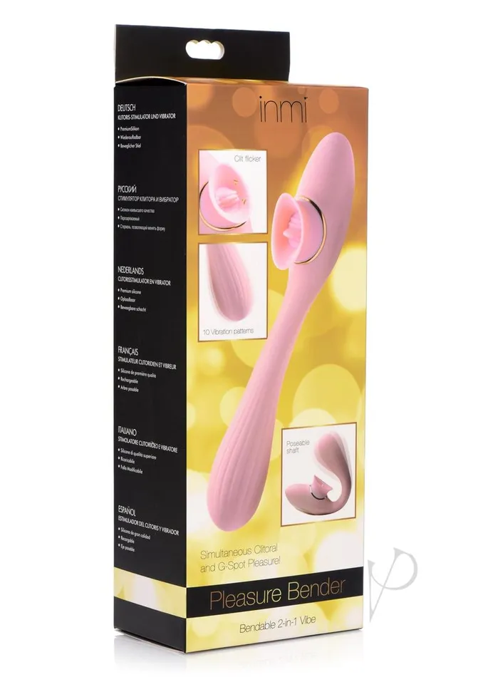 Vibrators Inmi Pleasure Bender Bendable 2in1 Vibrator Pink Inmi