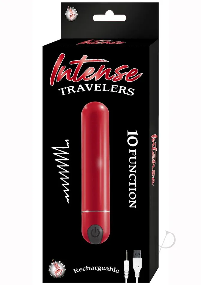 Vibrators Intense Travelers Aluminum Rechargeable Vibrator Red Intense