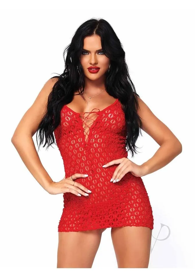 Vibrators Leg Avenue Leg Avenue Mini Dress with Lace Up Front and GString OS Red Vibrators Leg Avenue Leg Avenue Mini Dress with Lace Up Front and GString OS Red