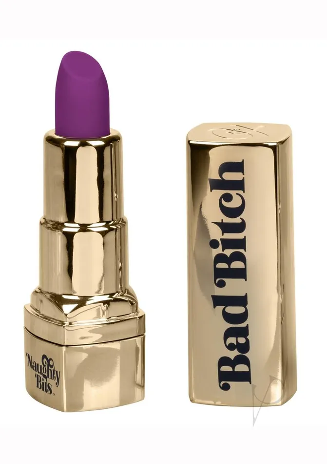 Vibrators Naughty Bits Bad Bitch Lipstick Bullet Vibrator Purple Naughty Bits