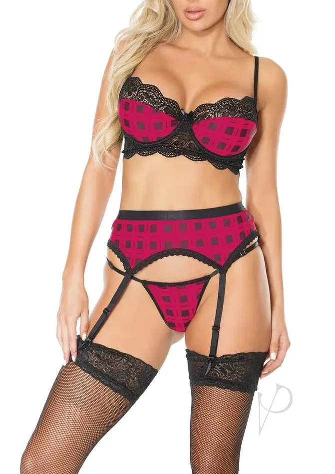 Vibrators Pink Pussycat Plaid Bra Garter Belt and GString Medium PinkBlack Pink Pussycat Vibrators Pink Pussycat Plaid Bra Garter Belt and GString Medium PinkBlack Pink Pussycat