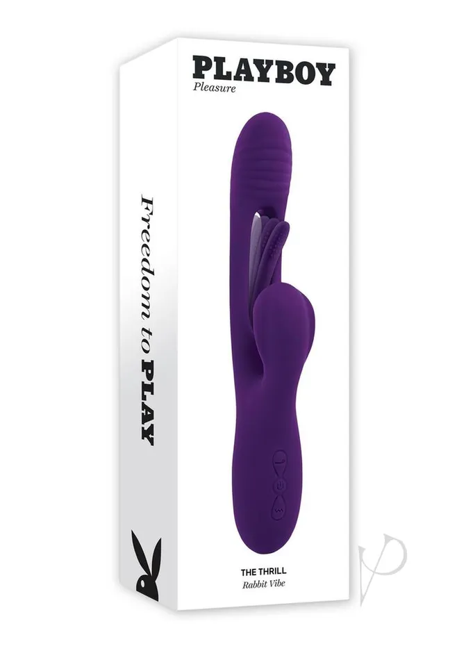Vibrators Playboy Playboy The Thrill Rechargeable Silicone Rabbit Vibrator Purple Vibrators Playboy Playboy The Thrill Rechargeable Silicone Rabbit Vibrator Purple