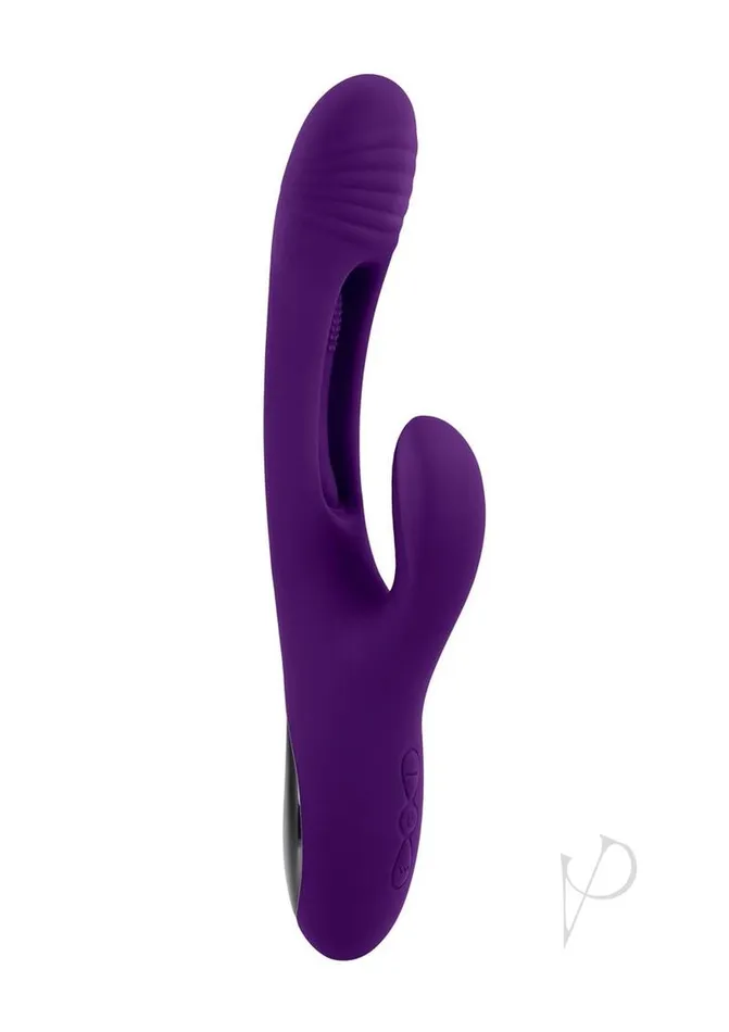 Vibrators Playboy Playboy The Thrill Rechargeable Silicone Rabbit Vibrator Purple