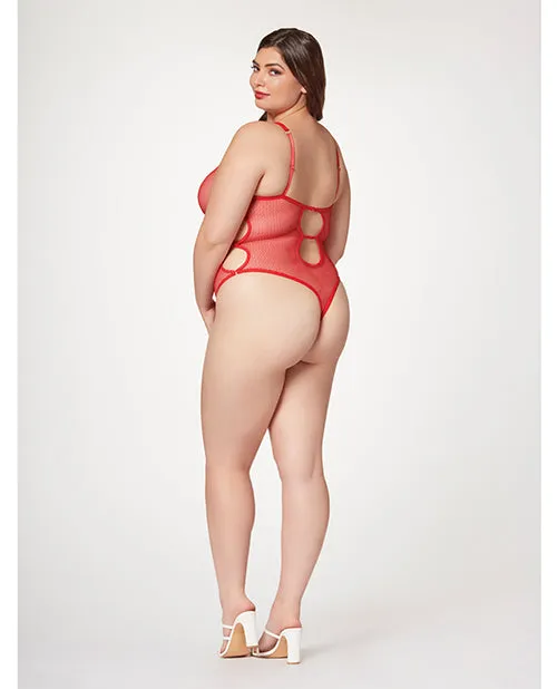 Vibrators Seven Til Midnight Fishnet Strappy High Cut Leg Teddy Red 1X2X