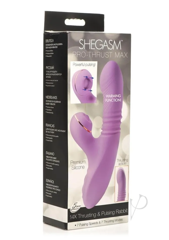 Vibrators Shegasm ProThrust Max Rechargeable Silicone Thrusting and Pulsing Rabbit Purple Shegasm Vibrators Shegasm ProThrust Max Rechargeable Silicone Thrusting and Pulsing Rabbit Purple Shegasm