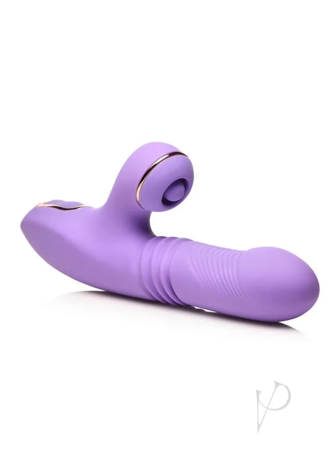 Vibrators Shegasm ProThrust Max Rechargeable Silicone Thrusting and Pulsing Rabbit Purple Shegasm