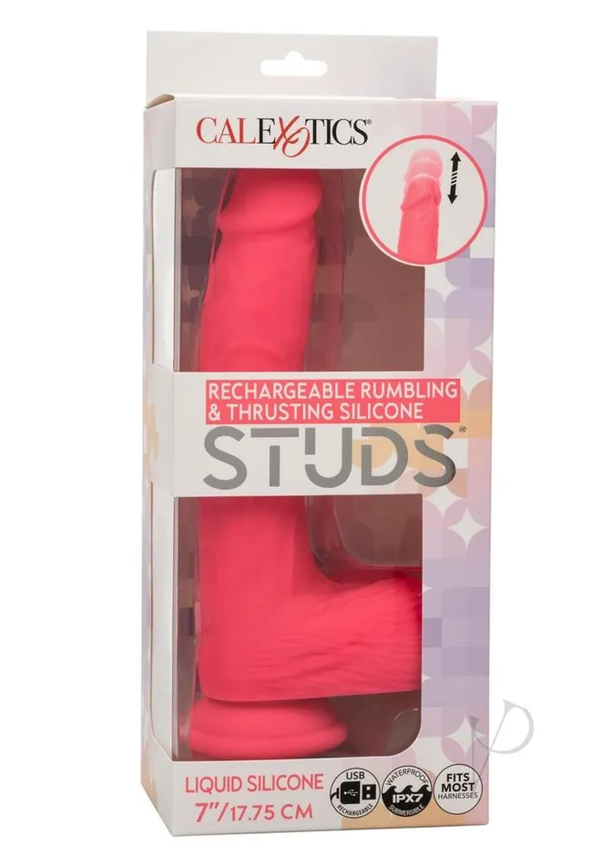 Vibrators Studs Rumbling and Thrusting Silicone Rechargeable Studs Dildo 7in Pink Vibrators Studs Rumbling and Thrusting Silicone Rechargeable Studs Dildo 7in Pink